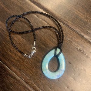Turquoise teardrop donut necklace